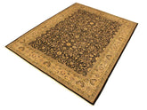 handmade Traditional Design Brown Tan Hand Knotted RECTANGLE 100% WOOL area rug 9x12